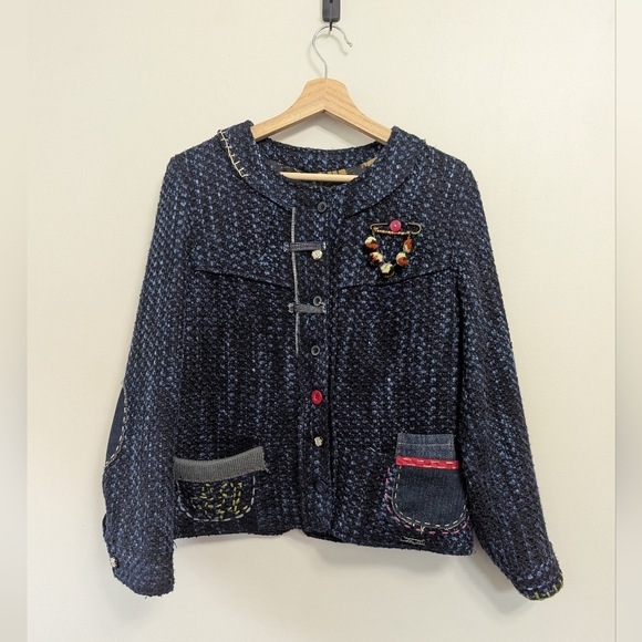 Desigual Mixed Media Tweed Blazer Jacket - Picture 1 of 16